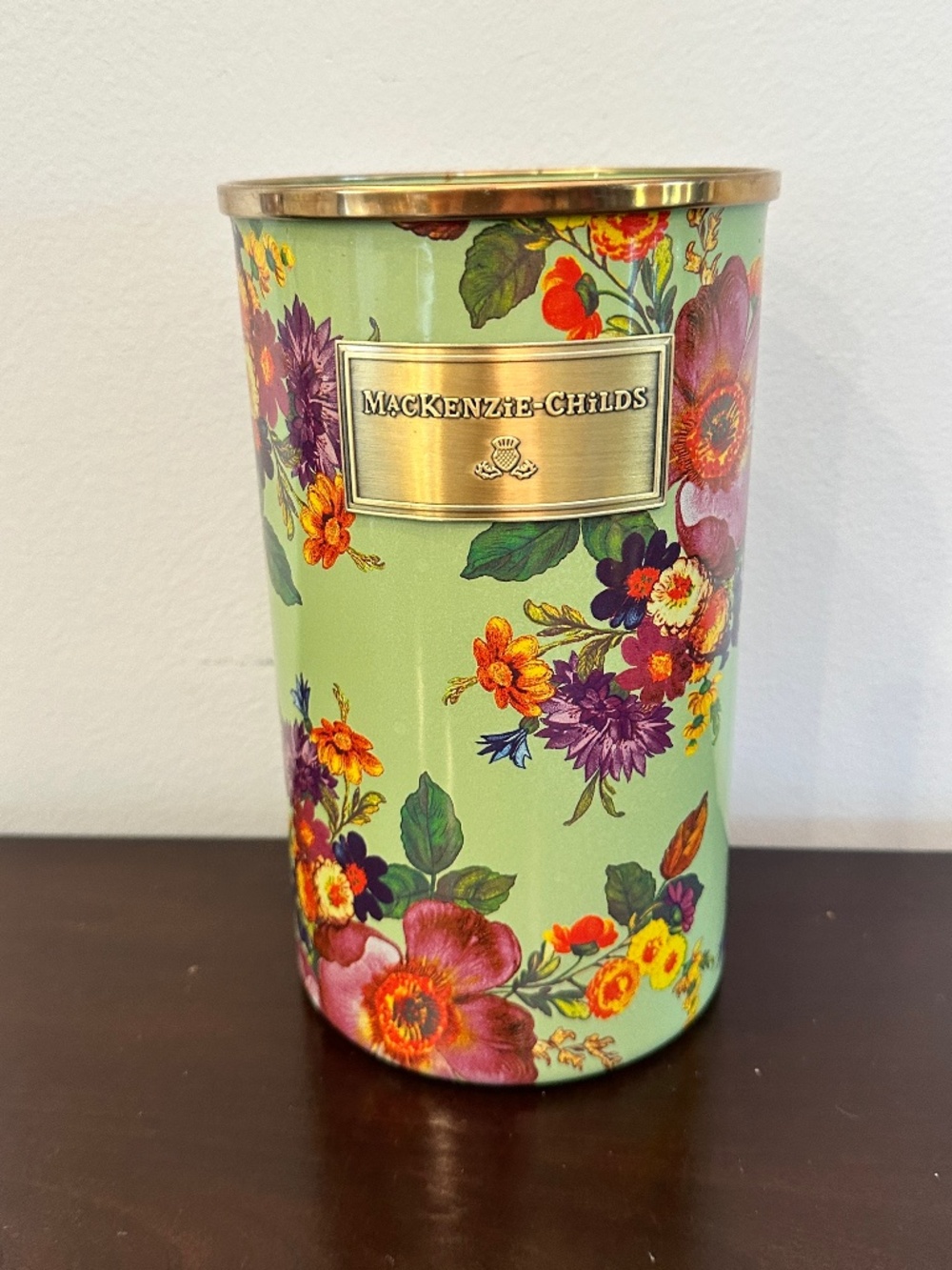 MacKenzie-Childs Green Flower Market Utensil Holder 8.5" Tall Retired